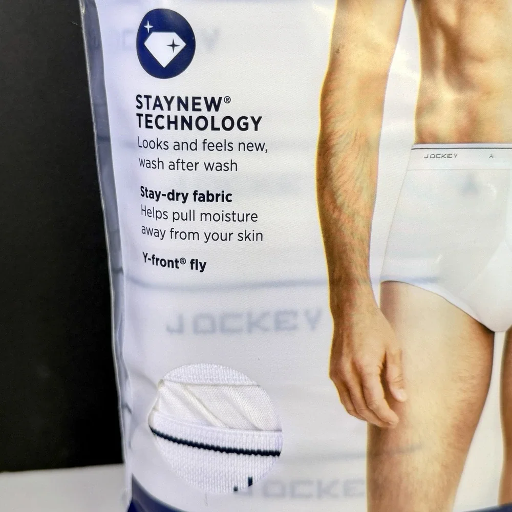 Jockey Classics Men's Full Rise Briefs Size 38 White 5 Pack 100% Cotton NEW NIP